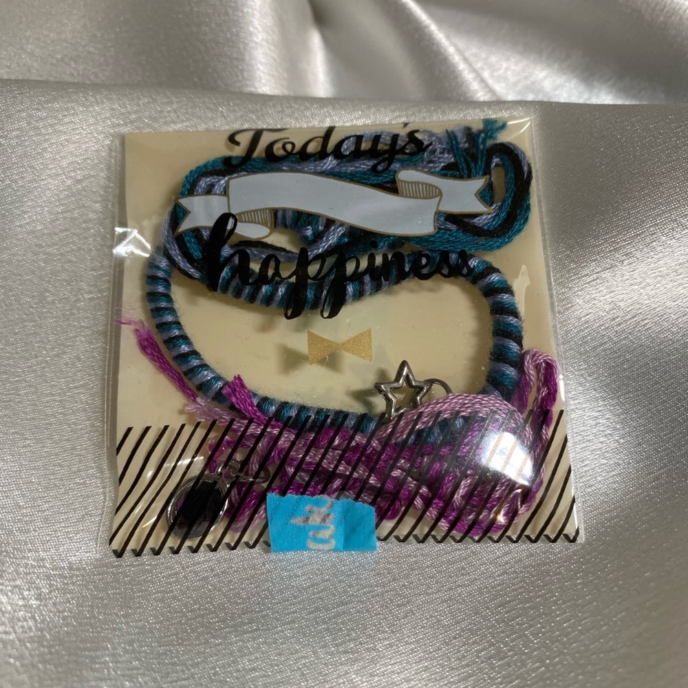 2 pc woven charm bracelet set